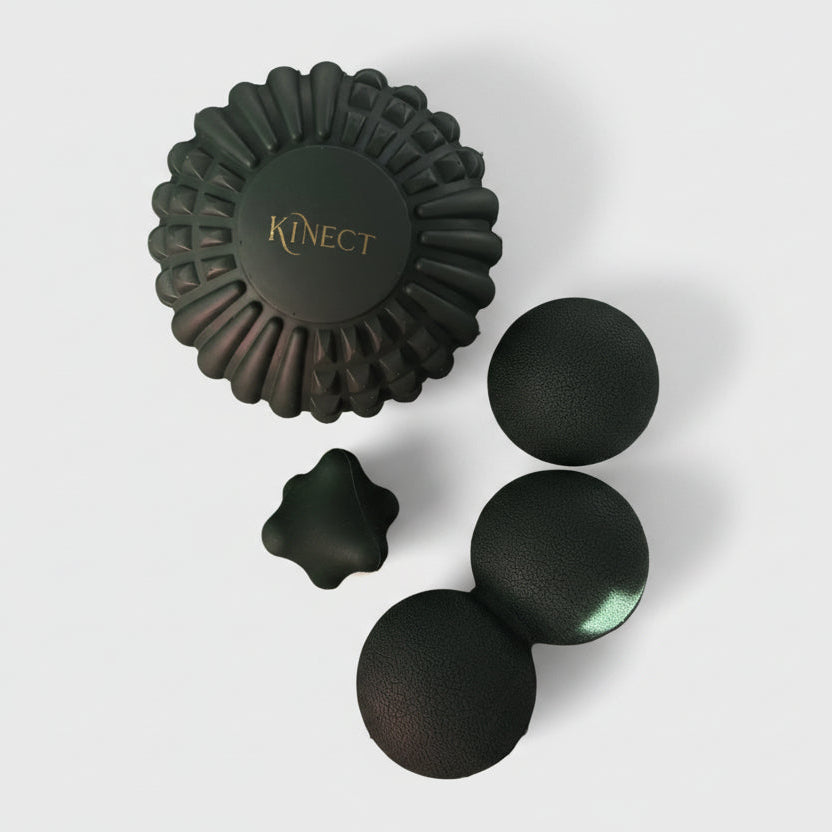 KINECT™ Fascia Release Kit — myofascial trigger point ball set for at‑home pain relief, self‑massage to reduce muscle tension and tightness, dense trigger point tools for deep tissue relief,  improve mobility and buy premium self‑massage tools online for on the go relief