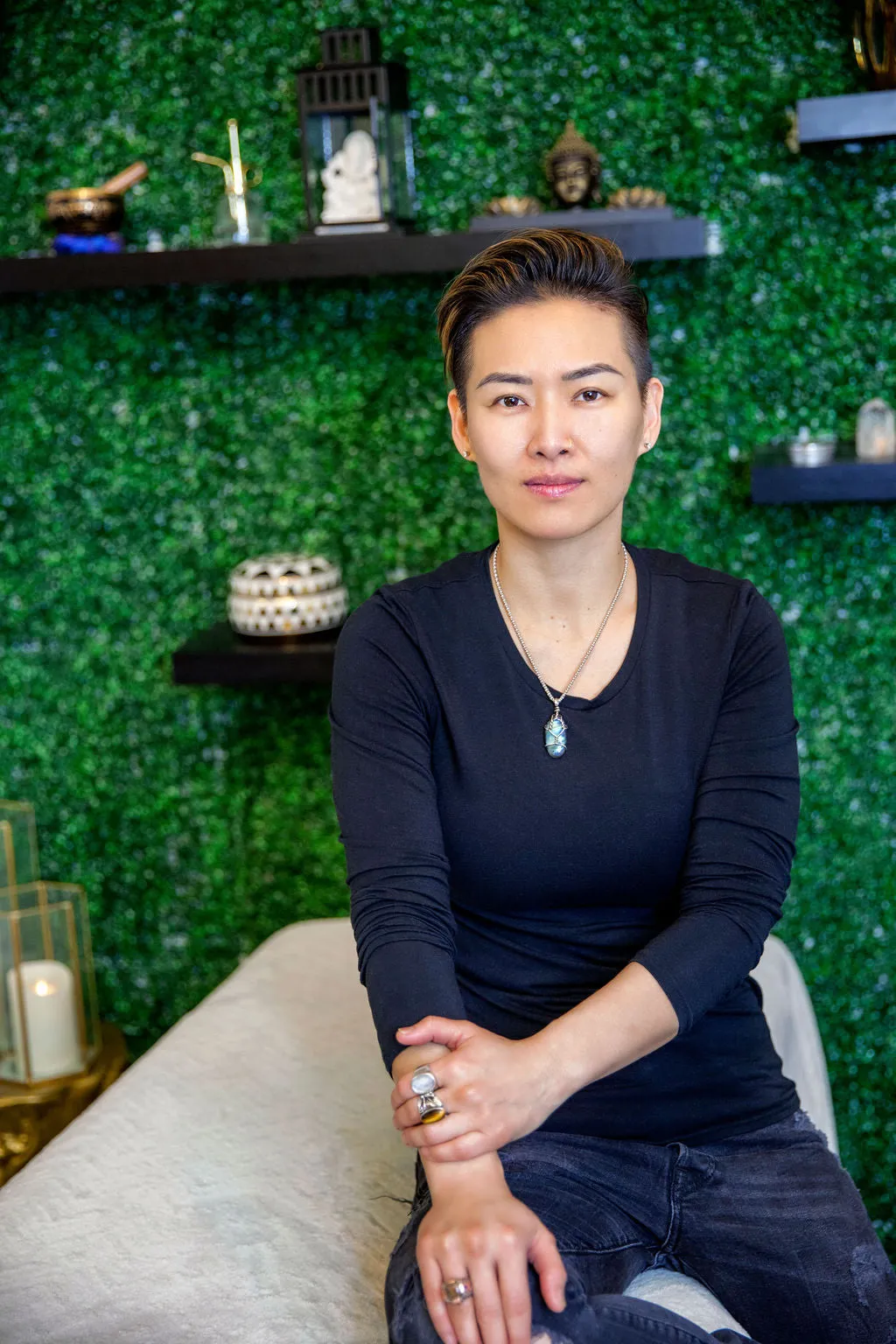 Portrait of Angie Wong in the Myo Evolution studio