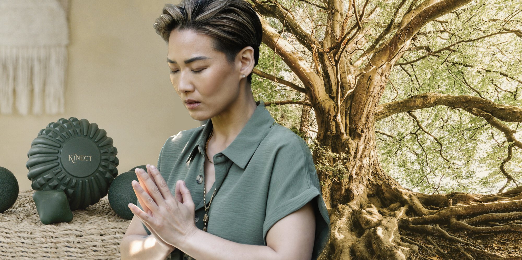 Angie Wong, founder of Myo Evolution, under a tree